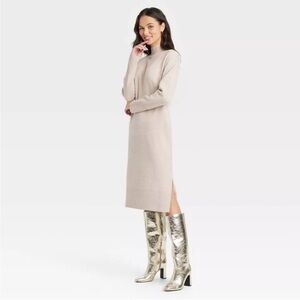 a new day Cozy Tan Long Sleeve Dress